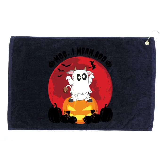 Moo I Mean Boo Ghost Cow Ghost Halloween Gift Grommeted Golf Towel