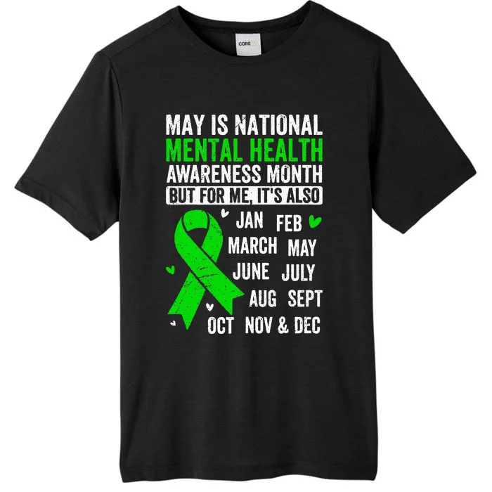 May Is Mental Health Awareness Month Green Ribbon Support ChromaSoft Performance T-Shirt