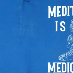 Meditation Is My Medication Padmasana Lotus Pose Yoga Gift Softstyle Adult Sport Polo