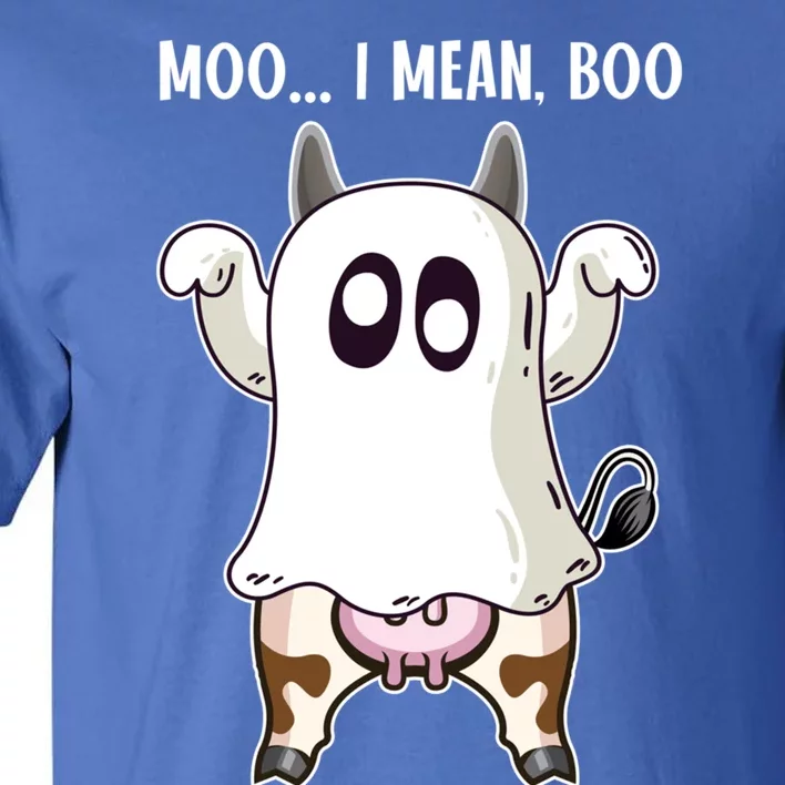 Moo I Mean Boo Ghost Cow Halloween Cow Lover Halloween Farm Gift Tall T-Shirt