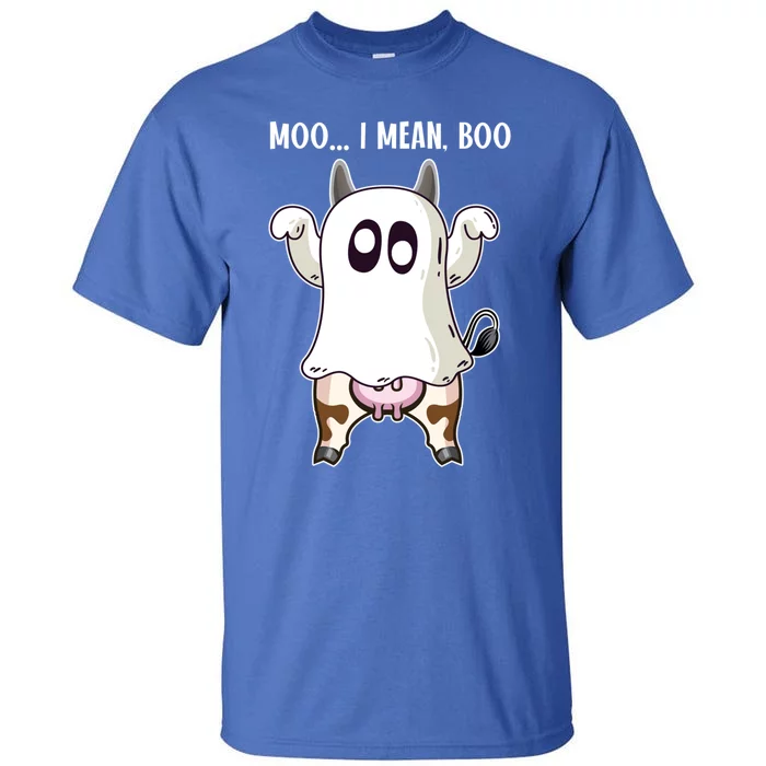 Moo I Mean Boo Ghost Cow Halloween Cow Lover Halloween Farm Gift Tall T-Shirt