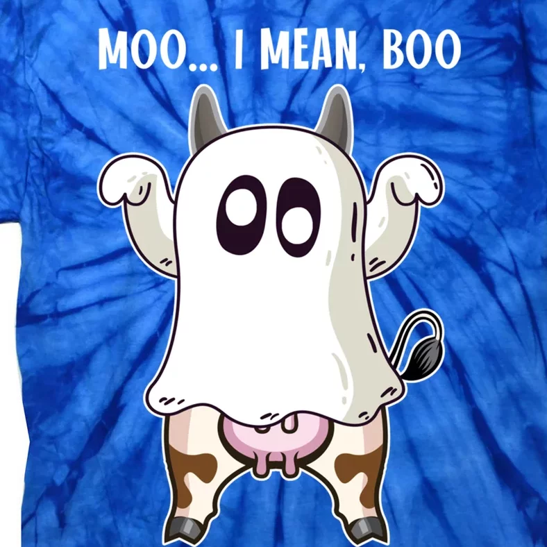 Moo I Mean Boo Ghost Cow Halloween Cow Lover Halloween Farm Gift Tie-Dye T-Shirt