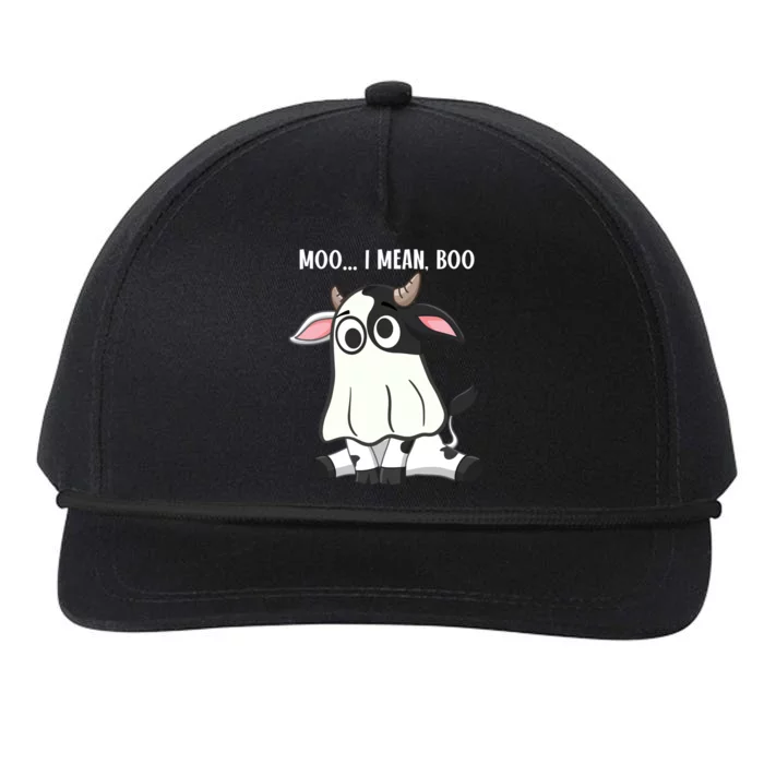 Moo I Mean Boo Ghost Cow Halloween Cow Lover Halloween Farm Gift Snapback Five-Panel Rope Hat