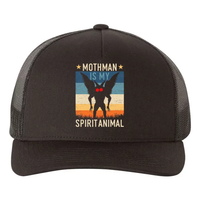 Mothman Is My Spirit Animal! Retro Mothman Quote Cryptid Yupoong Adult 5-Panel Trucker Hat