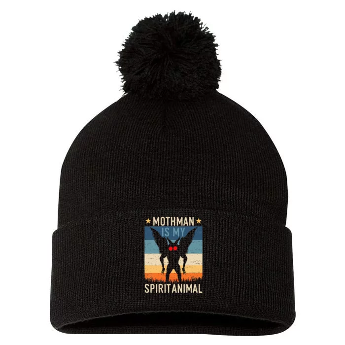 Mothman Is My Spirit Animal! Retro Mothman Quote Cryptid Pom Pom 12in Knit Beanie