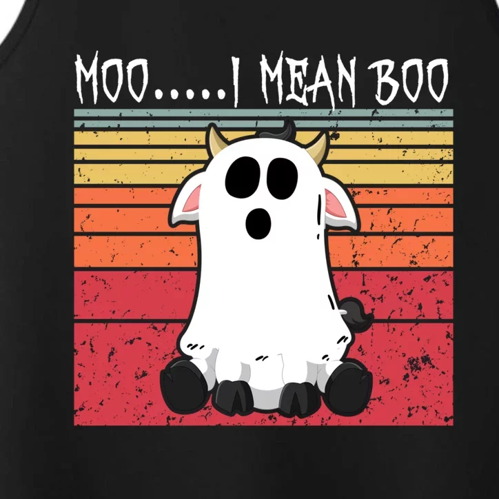 Moo I Mean Boo Ghost Cow Halloween Farmer Funny Gift Performance Tank