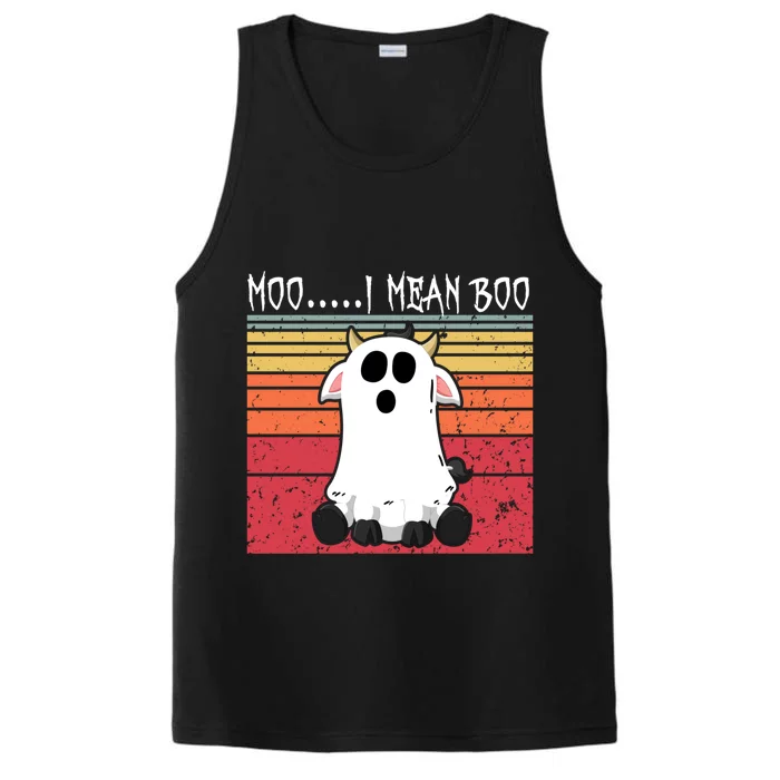 Moo I Mean Boo Ghost Cow Halloween Farmer Funny Gift Performance Tank