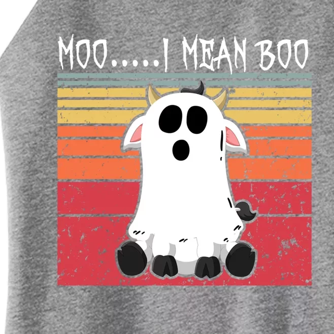 Moo I Mean Boo Ghost Cow Halloween Farmer Funny Gift Women’s Perfect Tri Rocker Tank