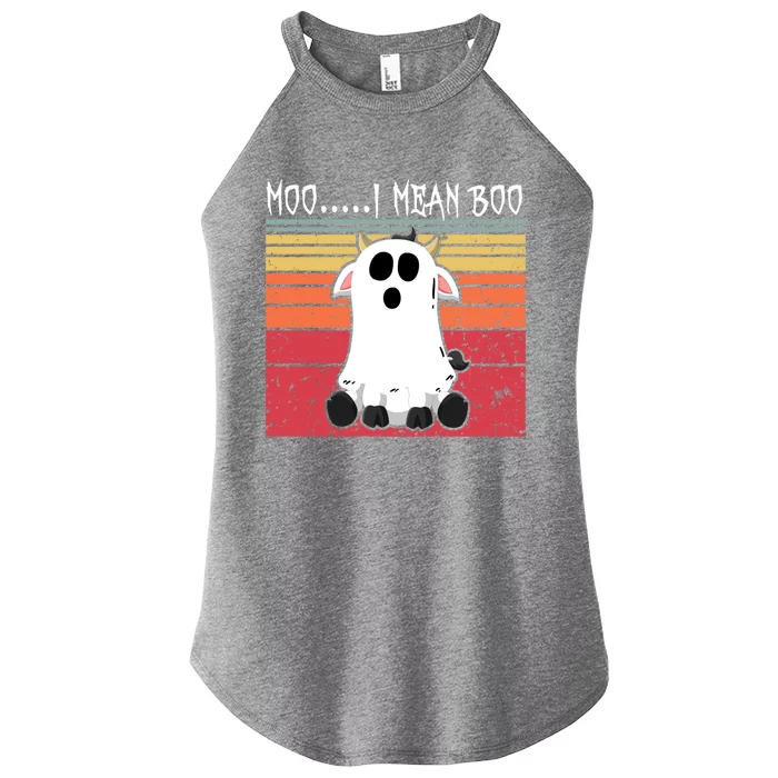 Moo I Mean Boo Ghost Cow Halloween Farmer Funny Gift Women’s Perfect Tri Rocker Tank