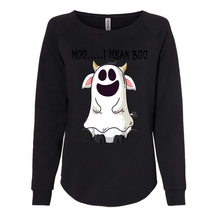 Moo I Mean Boo Ghost Cow Halloween Farmer Gift Womens California Wash Sweatshirt