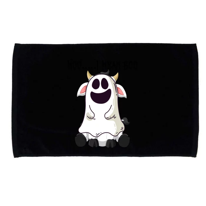 Moo I Mean Boo Ghost Cow Halloween Farmer Gift Microfiber Hand Towel