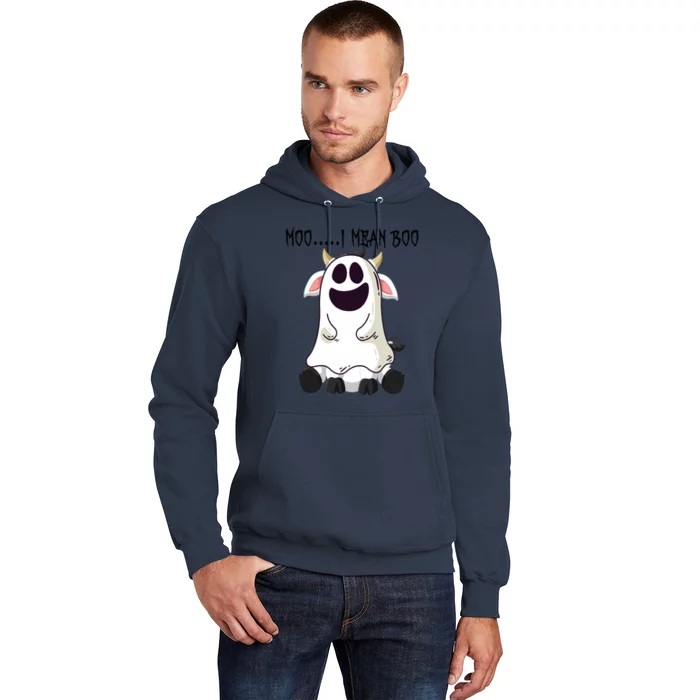 Moo I Mean Boo Ghost Cow Halloween Farmer Gift Hoodie