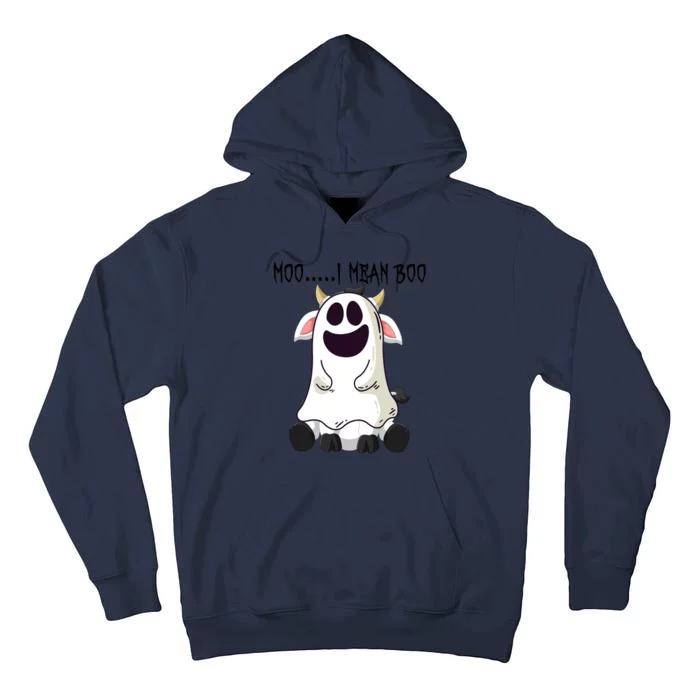 Moo I Mean Boo Ghost Cow Halloween Farmer Gift Tall Hoodie