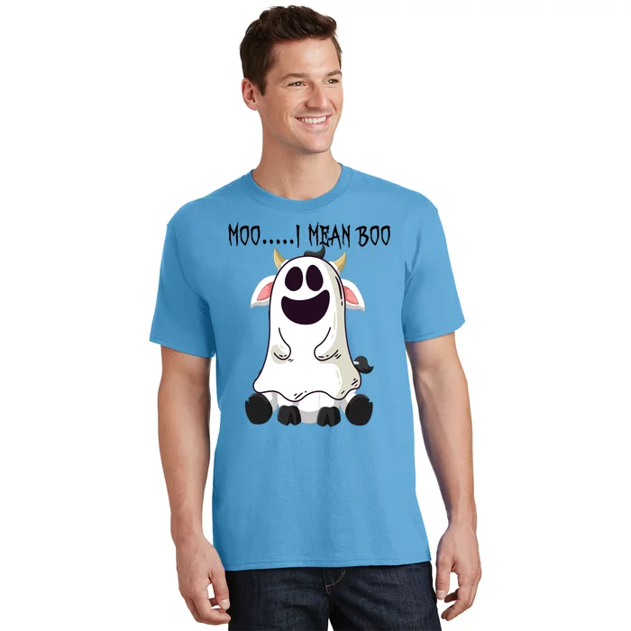 Moo I Mean Boo Ghost Cow Halloween Farmer Gift T-Shirt