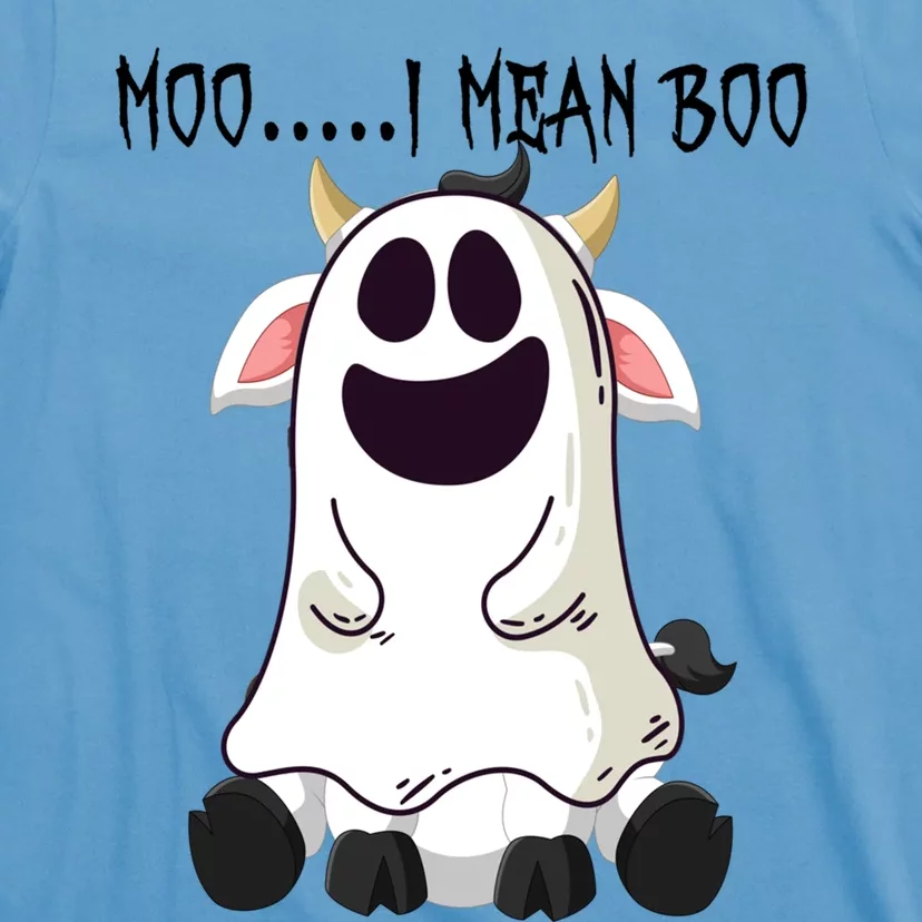 Moo I Mean Boo Ghost Cow Halloween Farmer Gift T-Shirt