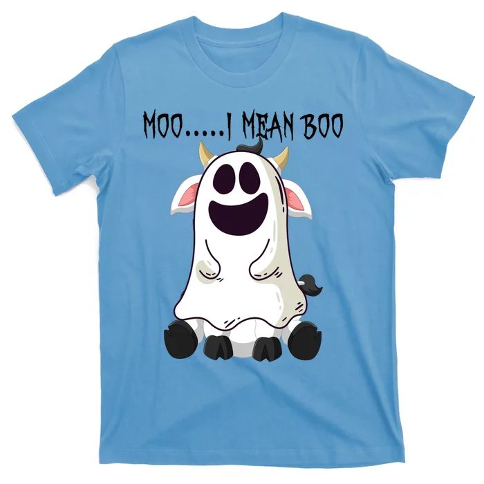 Moo I Mean Boo Ghost Cow Halloween Farmer Gift T-Shirt