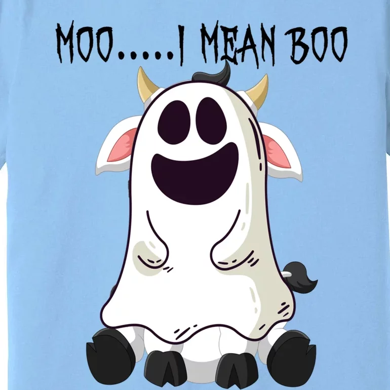 Moo I Mean Boo Ghost Cow Halloween Farmer Gift Premium T-Shirt