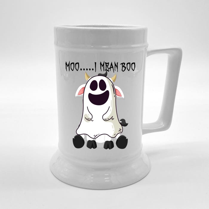 Moo I Mean Boo Ghost Cow Halloween Farmer Gift Front & Back Beer Stein