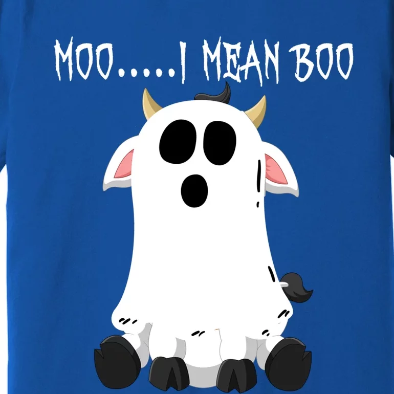 Moo I Mean Boo Ghost Cow Halloween Farmer Funny Gift Premium T-Shirt