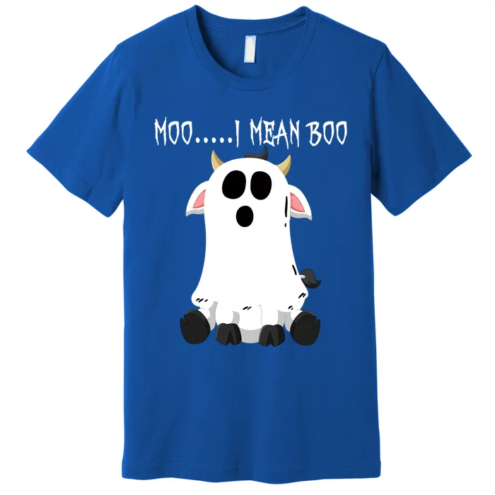 Moo I Mean Boo Ghost Cow Halloween Farmer Funny Gift Premium T-Shirt