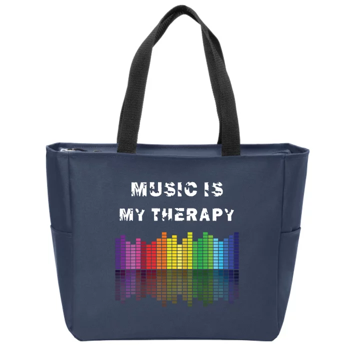 Music Is My Therapy Equalizer DJ Musical Quotes Gift Zip Tote Bag