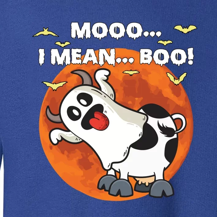 Moo I Mean Boo Ghost Cow Halloween Moon Gift Toddler Sweatshirt