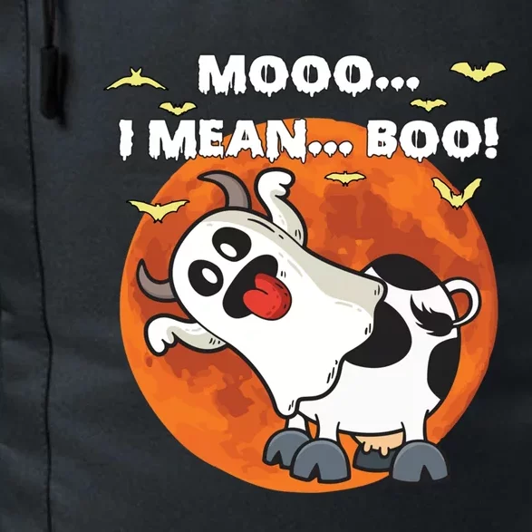 Moo I Mean Boo Ghost Cow Halloween Moon Gift Daily Commute Backpack