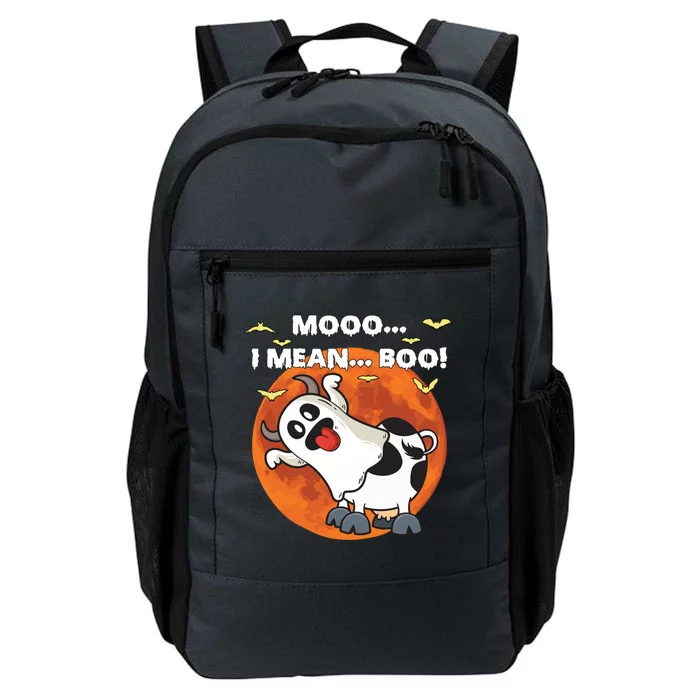 Moo I Mean Boo Ghost Cow Halloween Moon Gift Daily Commute Backpack