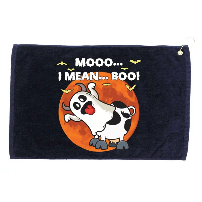 Moo I Mean Boo Ghost Cow Halloween Moon Gift Grommeted Golf Towel