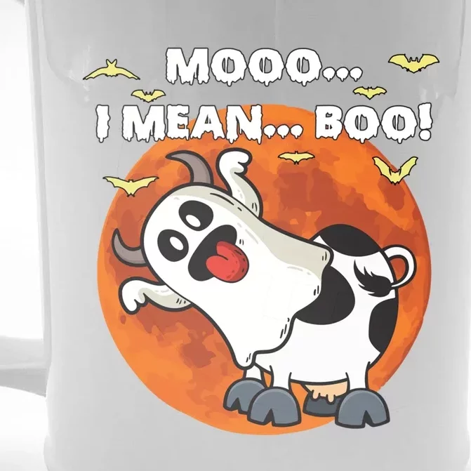 Moo I Mean Boo Ghost Cow Halloween Moon Gift Front & Back Beer Stein