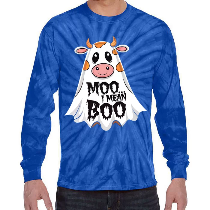 Moo I Mean Boo Cow Halloween Animal Fun Costume Party Great Gift Tie-Dye Long Sleeve Shirt