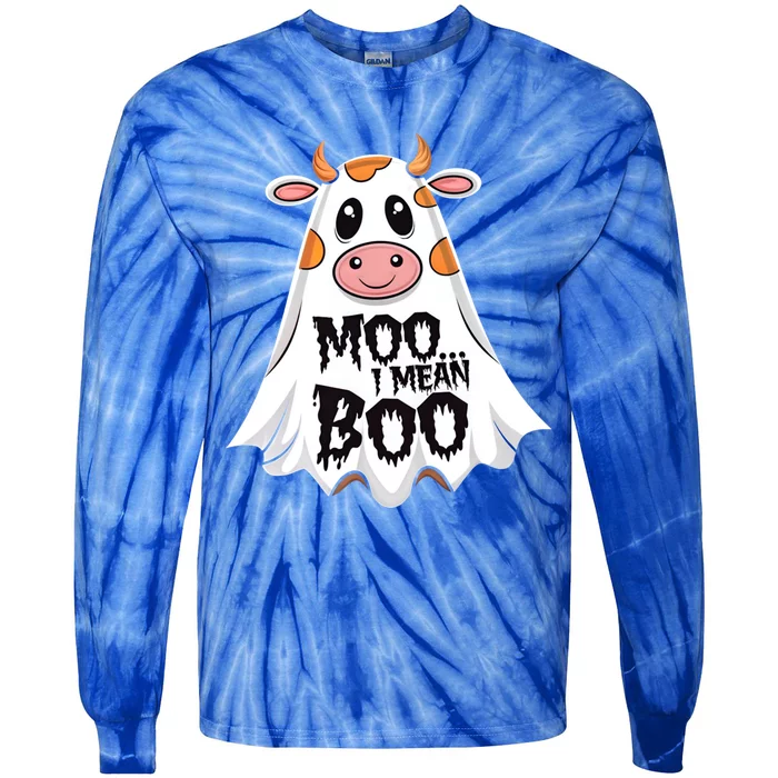 Moo I Mean Boo Cow Halloween Animal Fun Costume Party Great Gift Tie-Dye Long Sleeve Shirt