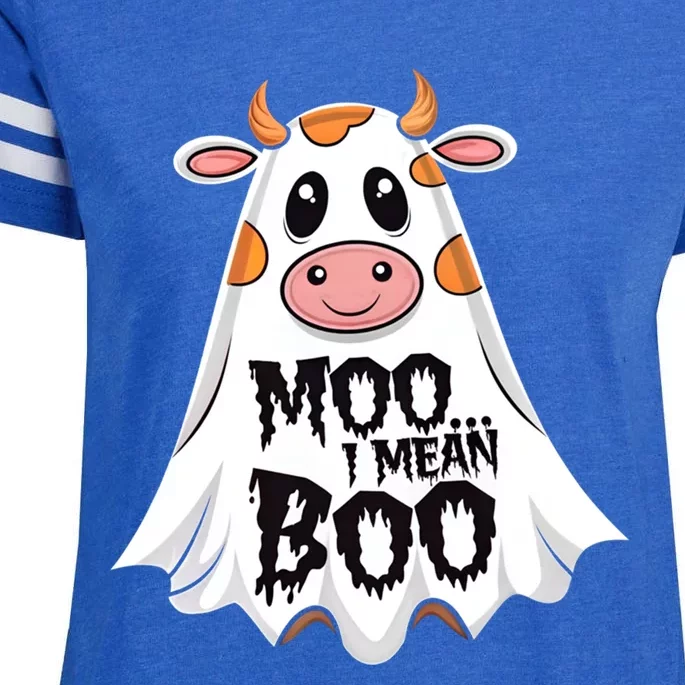 Moo I Mean Boo Cow Halloween Animal Fun Costume Party Great Gift Enza Ladies Jersey Football T-Shirt