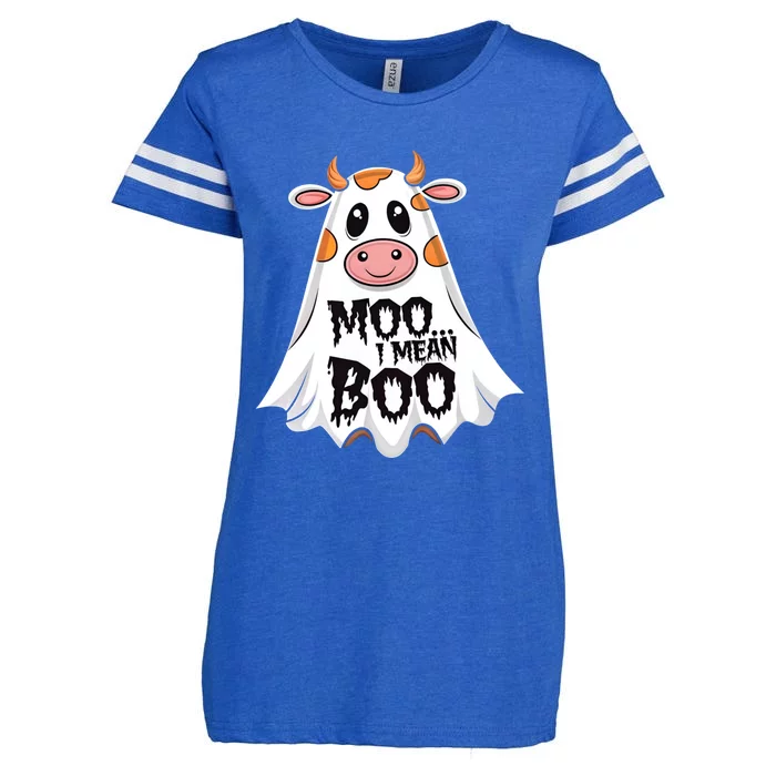 Moo I Mean Boo Cow Halloween Animal Fun Costume Party Great Gift Enza Ladies Jersey Football T-Shirt