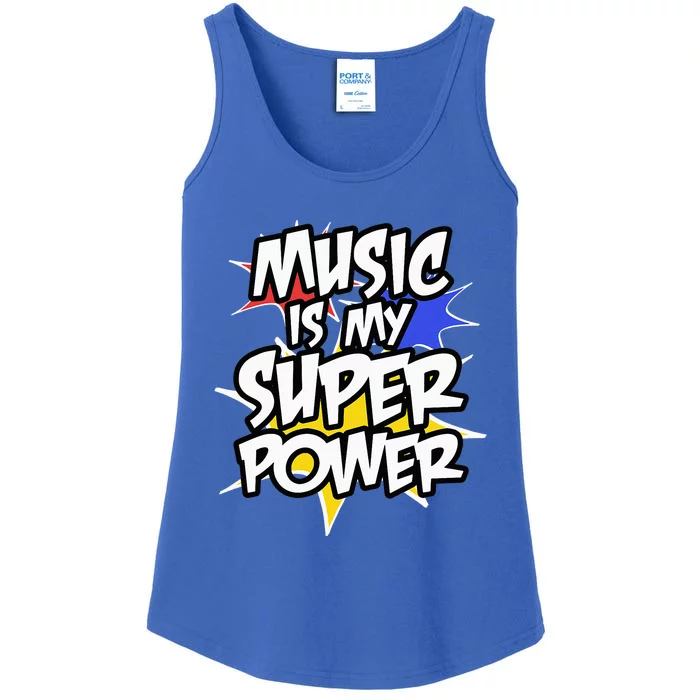 Music Is My Super Power Funny Musician Cute Ladies Essential Tank