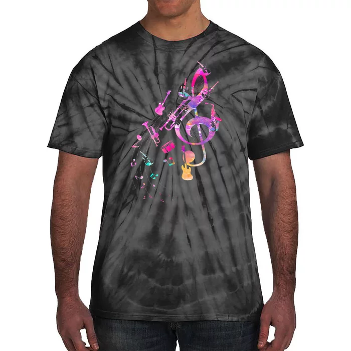 Musical Instrument Music Notes Musician Treble Clef Tie-Dye T-Shirt