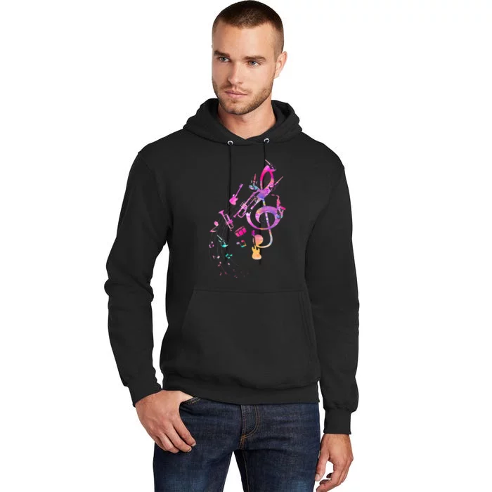 Musical Instrument Music Notes Musician Treble Clef Tall Hoodie