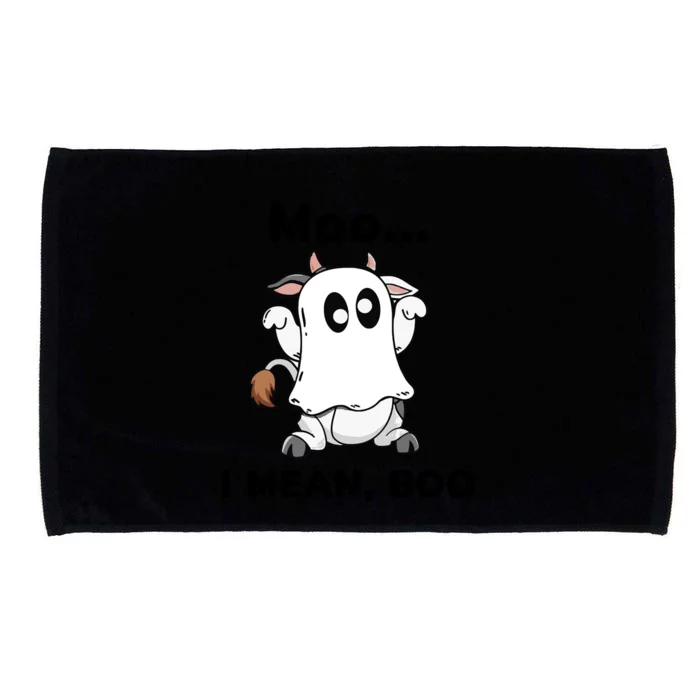 Moo I Mean Boo Ghost Cow Gift Funny Halloween Cow Boo Cute Gift Microfiber Hand Towel