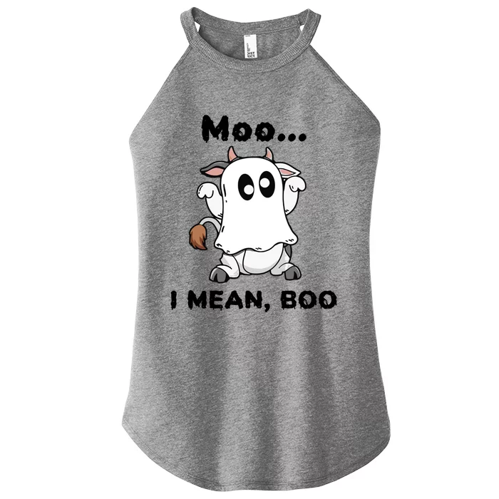 Moo I Mean Boo Ghost Cow Gift Funny Halloween Cow Boo Cute Gift Women’s Perfect Tri Rocker Tank