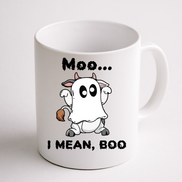 Moo I Mean Boo Ghost Cow Gift Funny Halloween Cow Boo Cute Gift Front & Back Coffee Mug