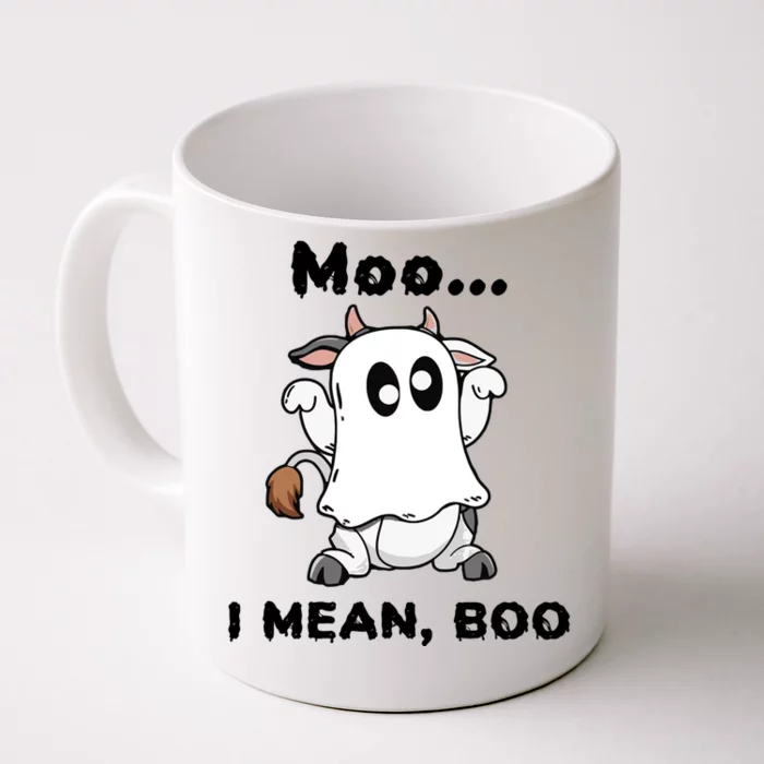 Moo I Mean Boo Ghost Cow Gift Funny Halloween Cow Boo Cute Gift Front & Back Coffee Mug