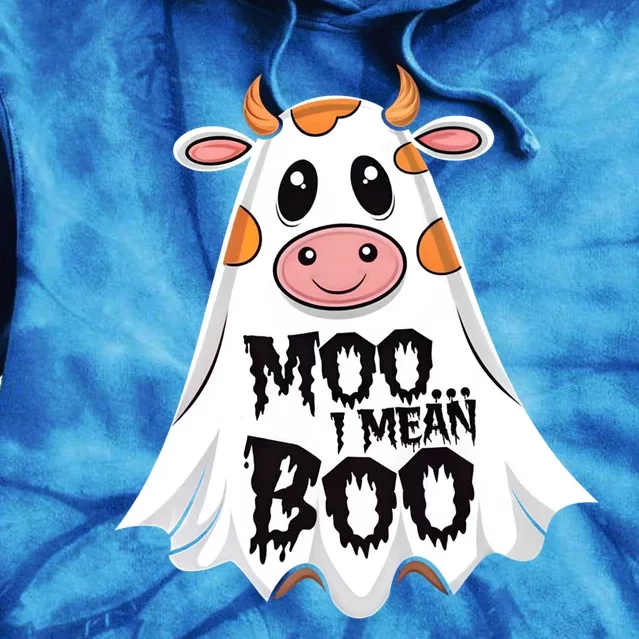 Moo I Mean Boo Cow Halloween Animal Fun Costume Party Gift Tie Dye Hoodie