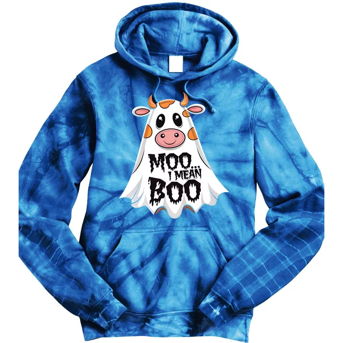 Moo I Mean Boo Cow Halloween Animal Fun Costume Party Gift Tie Dye Hoodie