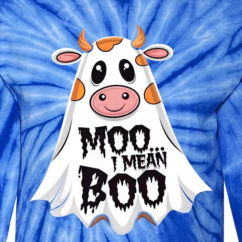 Moo I Mean Boo Cow Halloween Animal Fun Costume Party Gift Tie-Dye Long Sleeve Shirt