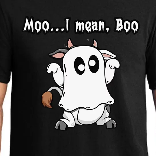 Moo I Mean Boo Ghost Cowfunny Halloween Cow Boo Gift Pajama Set