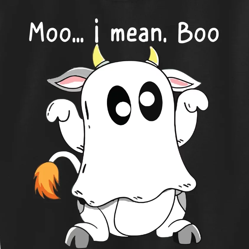 Moo I Mean Boo Ghost Cow Ghost Cow Halloween Farmer Kids Sweatshirt