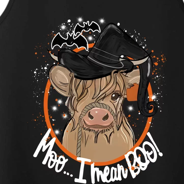 Moo I Mean Boo Witch Cow Gift Ghost Cow Halloween Farmer Meaningful Gift Performance Tank