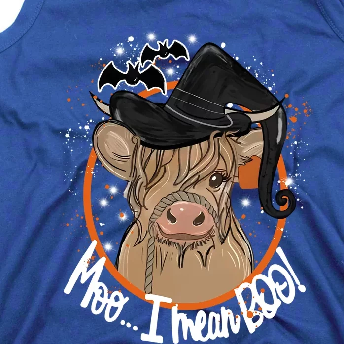 Moo I Mean Boo Witch Cow Gift Ghost Cow Halloween Farmer Meaningful Gift Tank Top