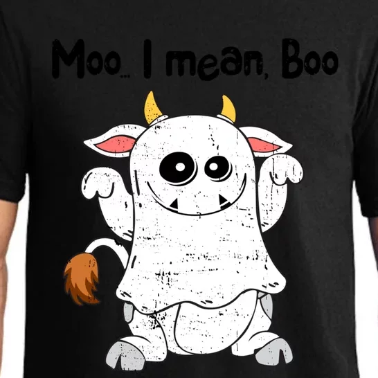 Moo I Mean Boo Ghost Cow Ghost Cow Halloween Great Gift Pajama Set