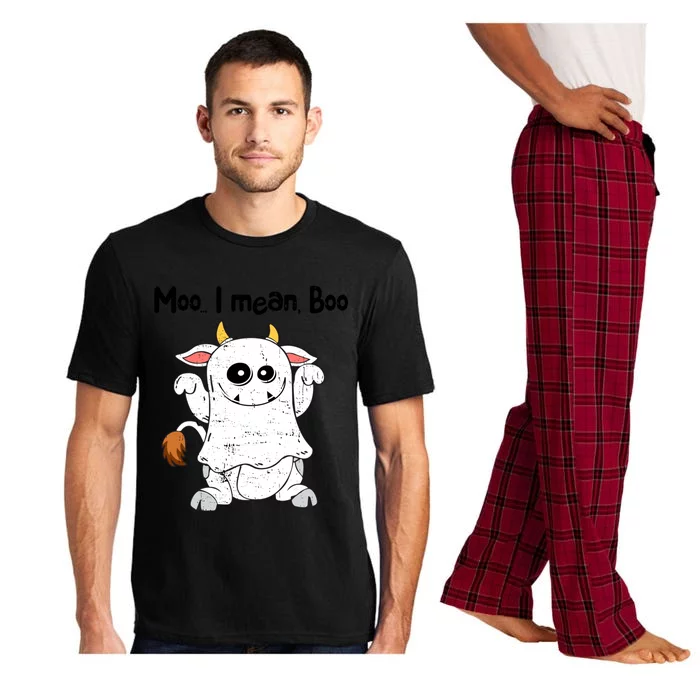 Moo I Mean Boo Ghost Cow Ghost Cow Halloween Great Gift Pajama Set